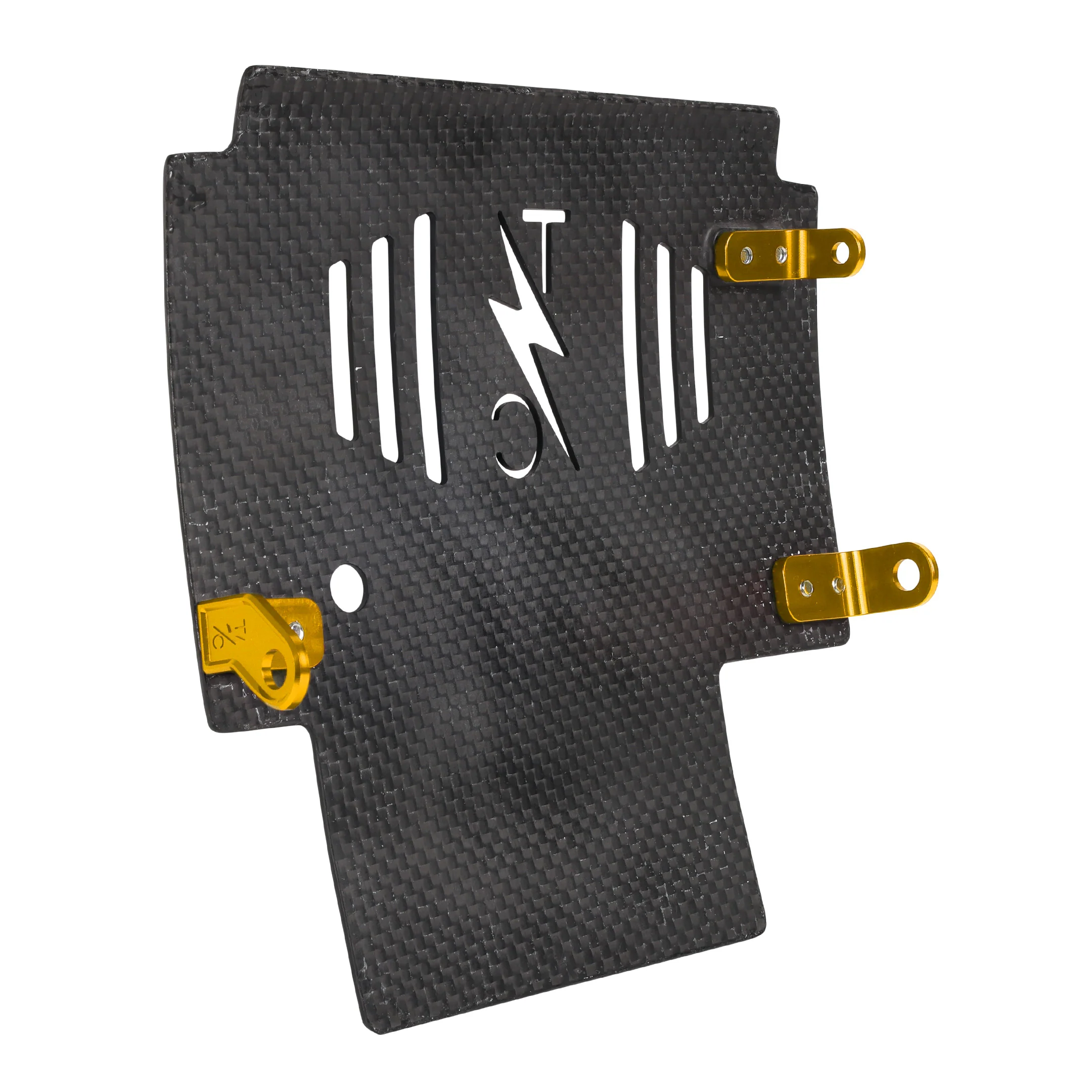 2024+ Touring Skid Plate - Real Forged Carbon W/ Gold Brackets - Image 4