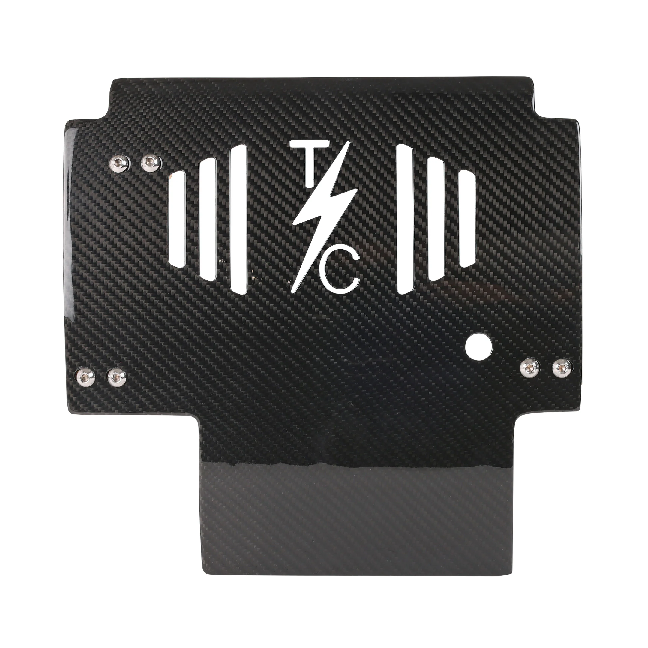 2024+ Touring Skid Plate - Real Woven Carbon W/ Red Brackets - Image 2