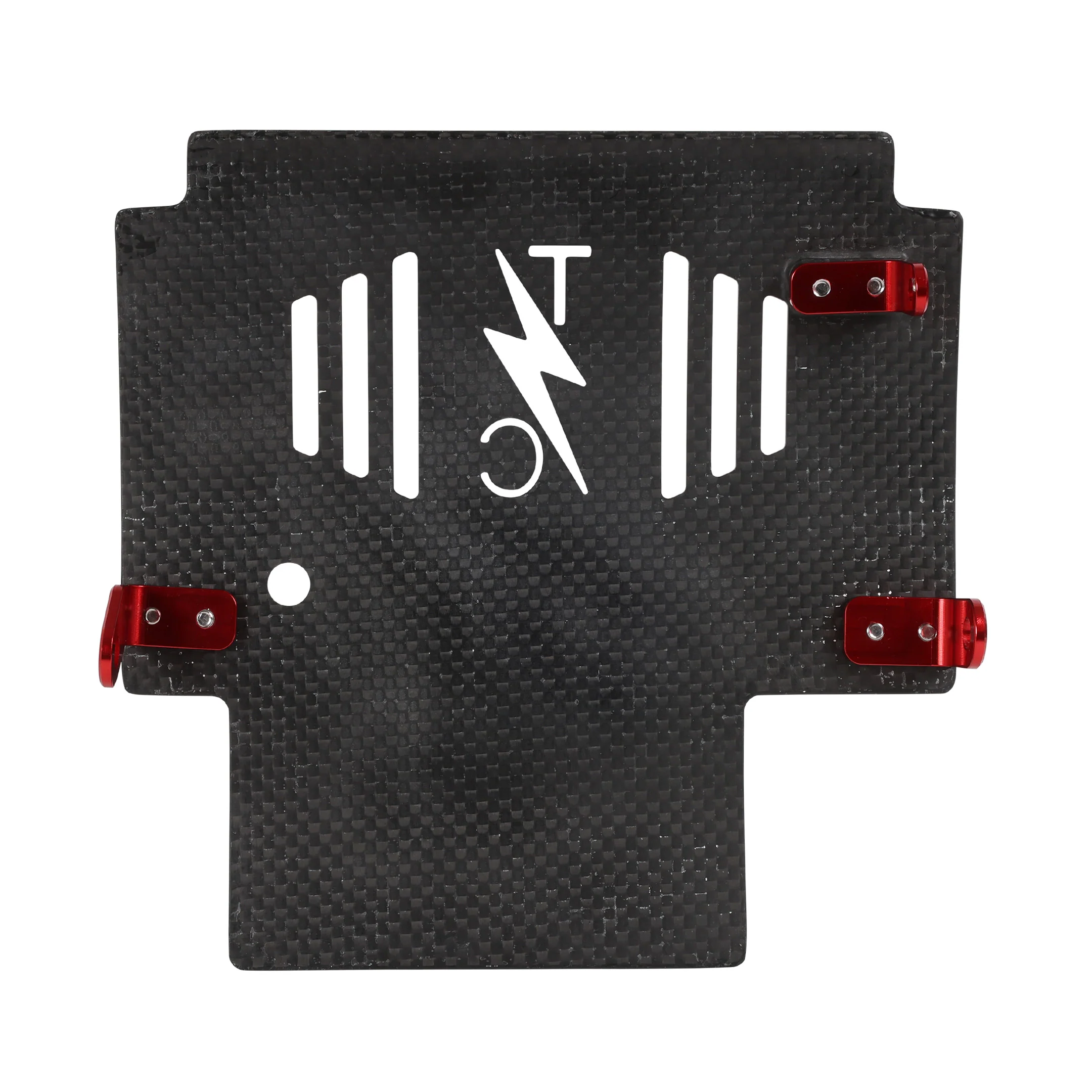 2024+ Touring Skid Plate - Real Forged Carbon W/ Red Brackets - Image 5